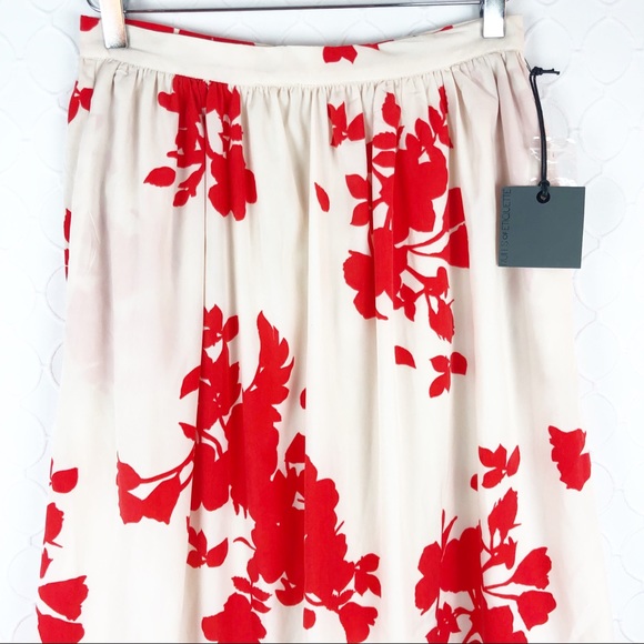 NWT Rules of Etiquette Cherry Blossom Floral Hi Lo Midi Circle Skirt L - Picture 3 of 7